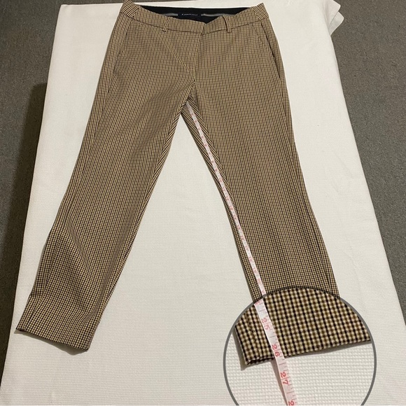 Denver Hayes Brown Black Cream Houndstooth Print Trouser Pants Women Size 10x27 - Picture 10 of 12